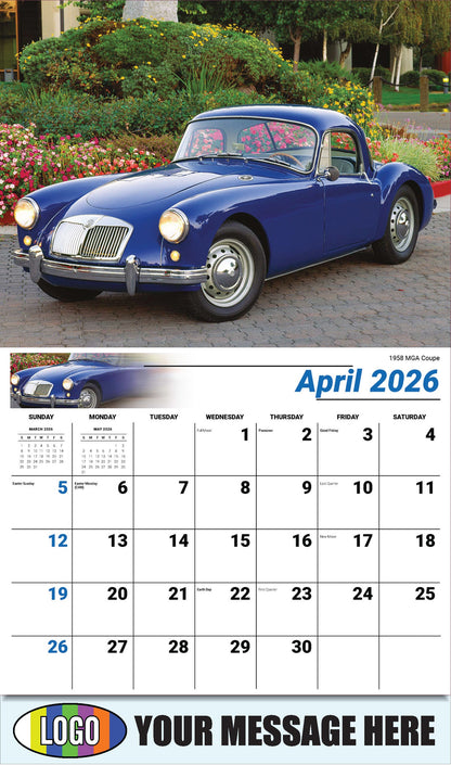2026 Business Advertising Calendar - Classic Cars - 1958 MGA Coupe - April