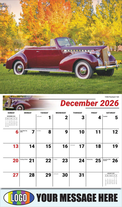 2026 Business Promotion Calendar - Classic Cars - 1940 Packard 160 - December