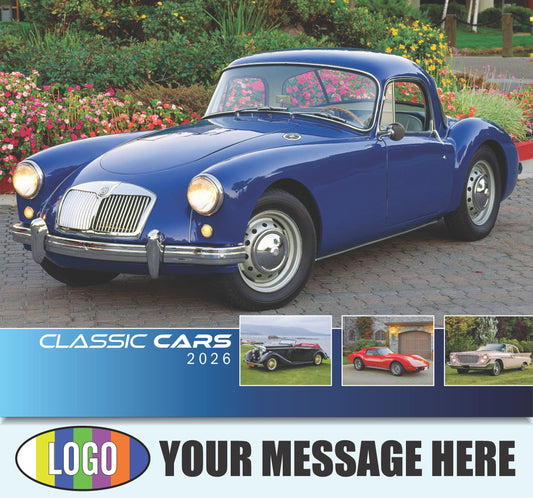 2026 Business Promo Calendar - Classic Cars - Printed with your Logo, Name and message