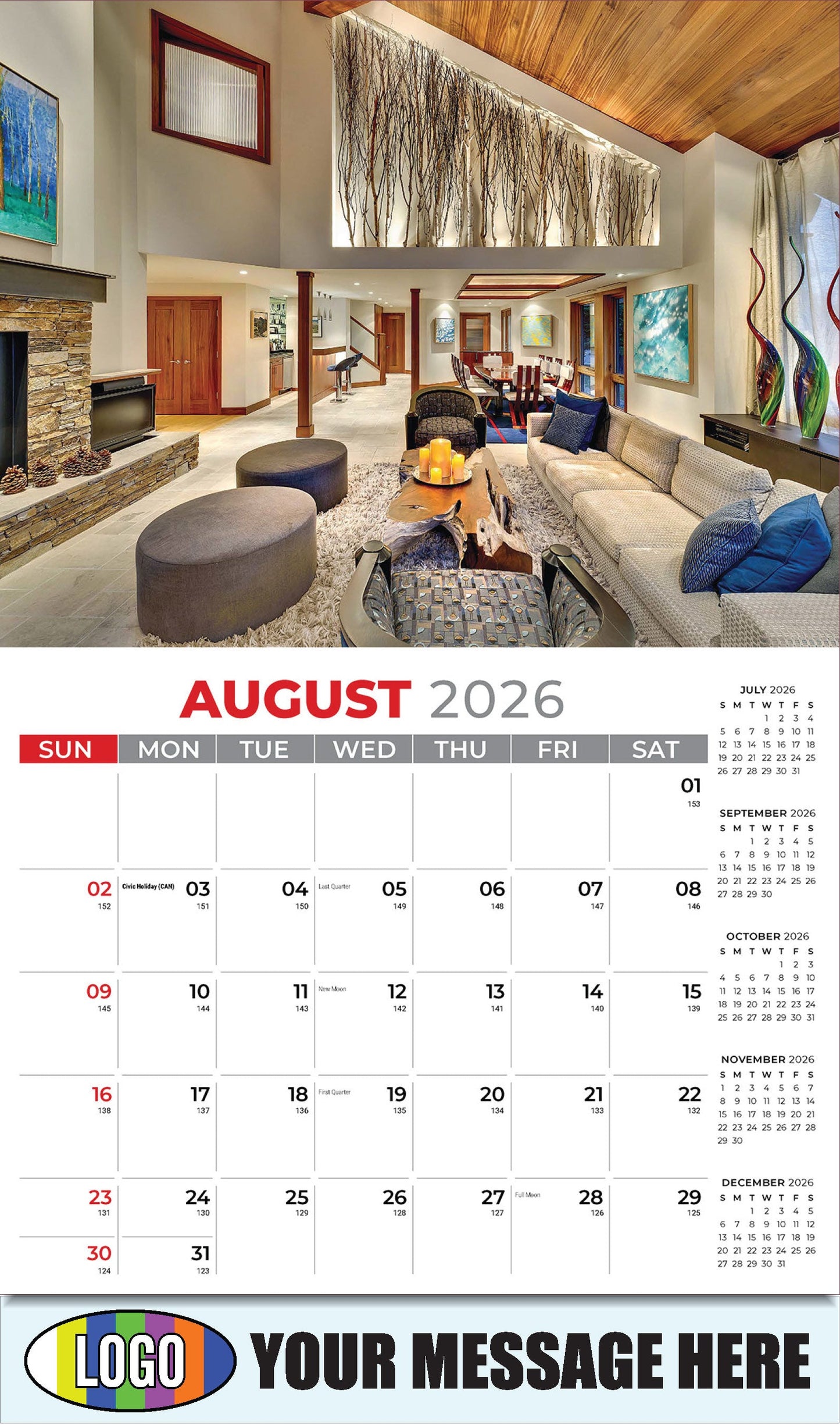 2026 Business Promo Calendar - Decor and Design - August