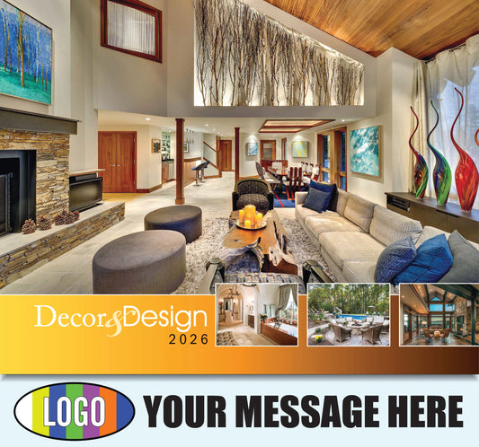 2026 Business Promotional Calendar - Decor and Design - Printed with your Logo, Name and message