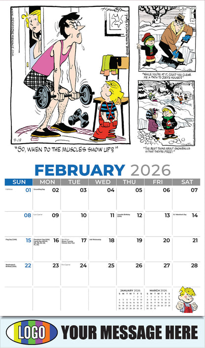 2026 Business Promotional Calendar - February - Dennis the Menace - ComicArt