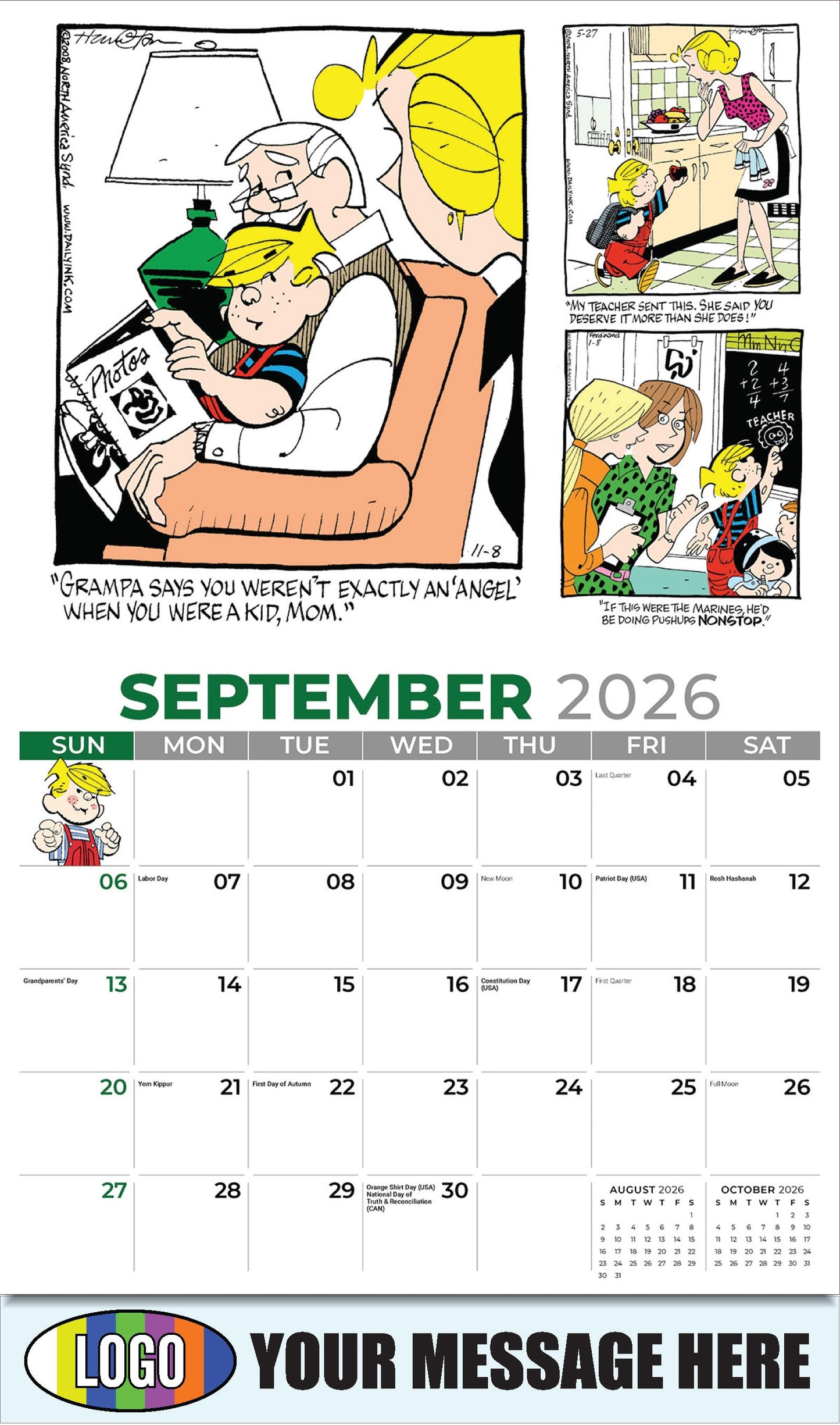 2026 Business Promo Calendar - September - Dennis the Menace - ComicArt