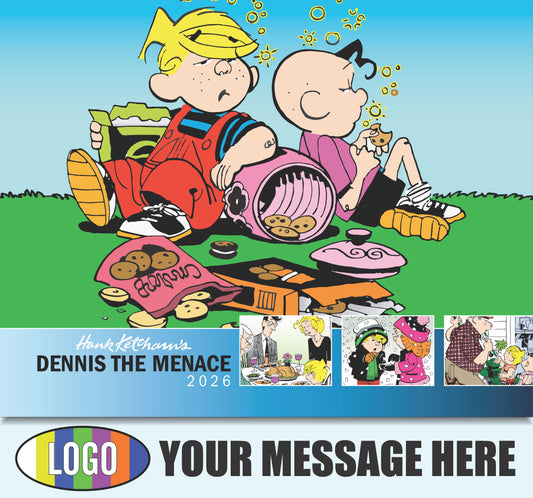 2026 Business Advertising Calendar - Dennis the Menace - Printed with your Logo, Name and message
