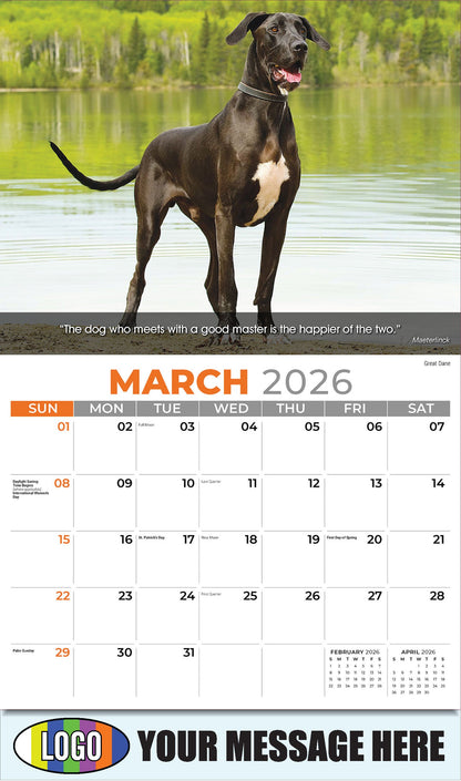 2026 Business Promotional Calendar - Dogs - March - Great Dane