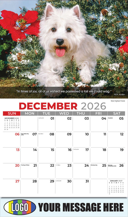 2026 Business Promotion Calendar - Dogs - December - West Highland Terrier