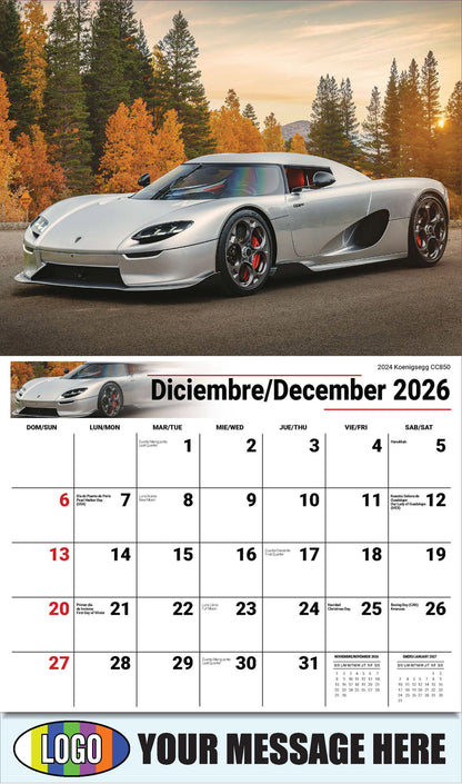 2026 Business Promotion Calendar - Exotic Cars Bilingual - December - 2024 Koenigsegg CC850