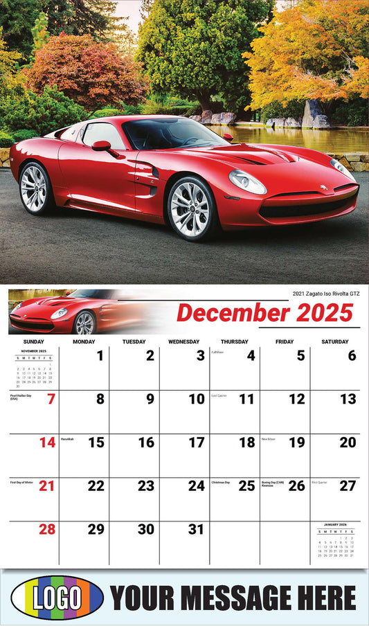 2026 Business Promotional Calendar - Exotic Cars - December_a - 2021 Zagato Iso Rivolta GTZ