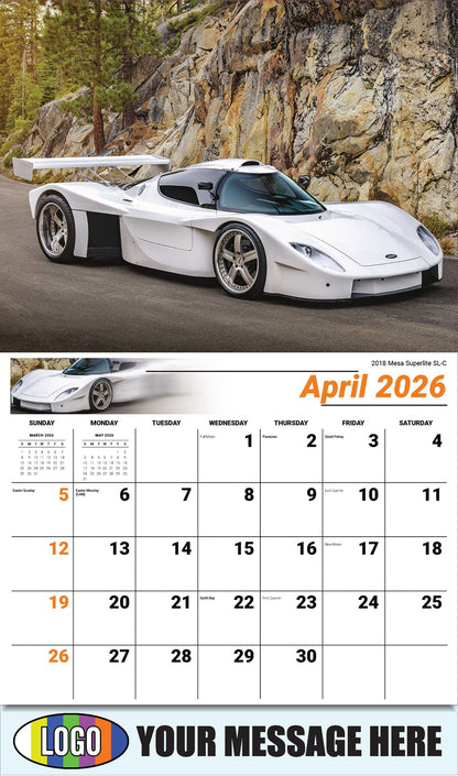2026 Business Advertising Calendar - Exotic Cars - April - 2018 Mesa Superlite SL-C