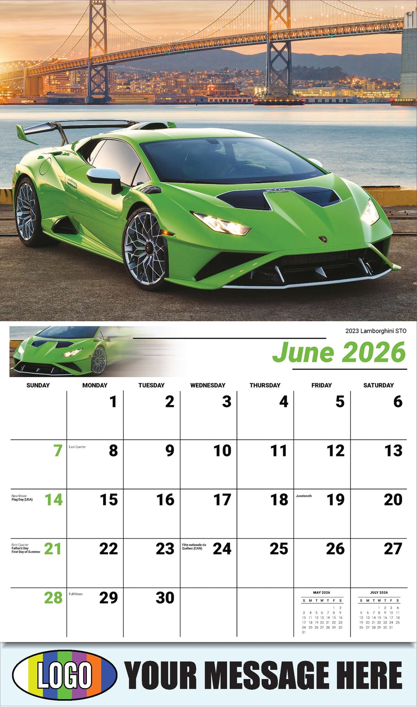 2026 Business Advertising Calendar - Exotic Cars - June - 2023 Lamborghini STO