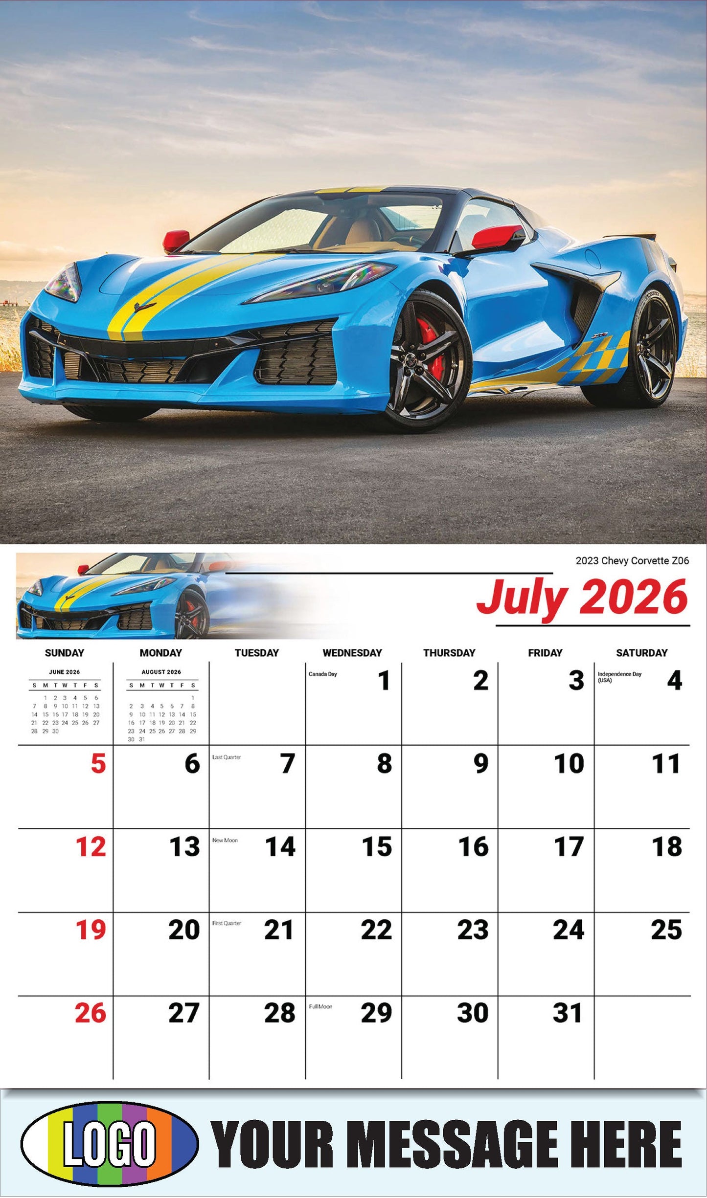 2026 Business Promo Calendar - Exotic Cars - July - 2023 Chevy Corvette Z06