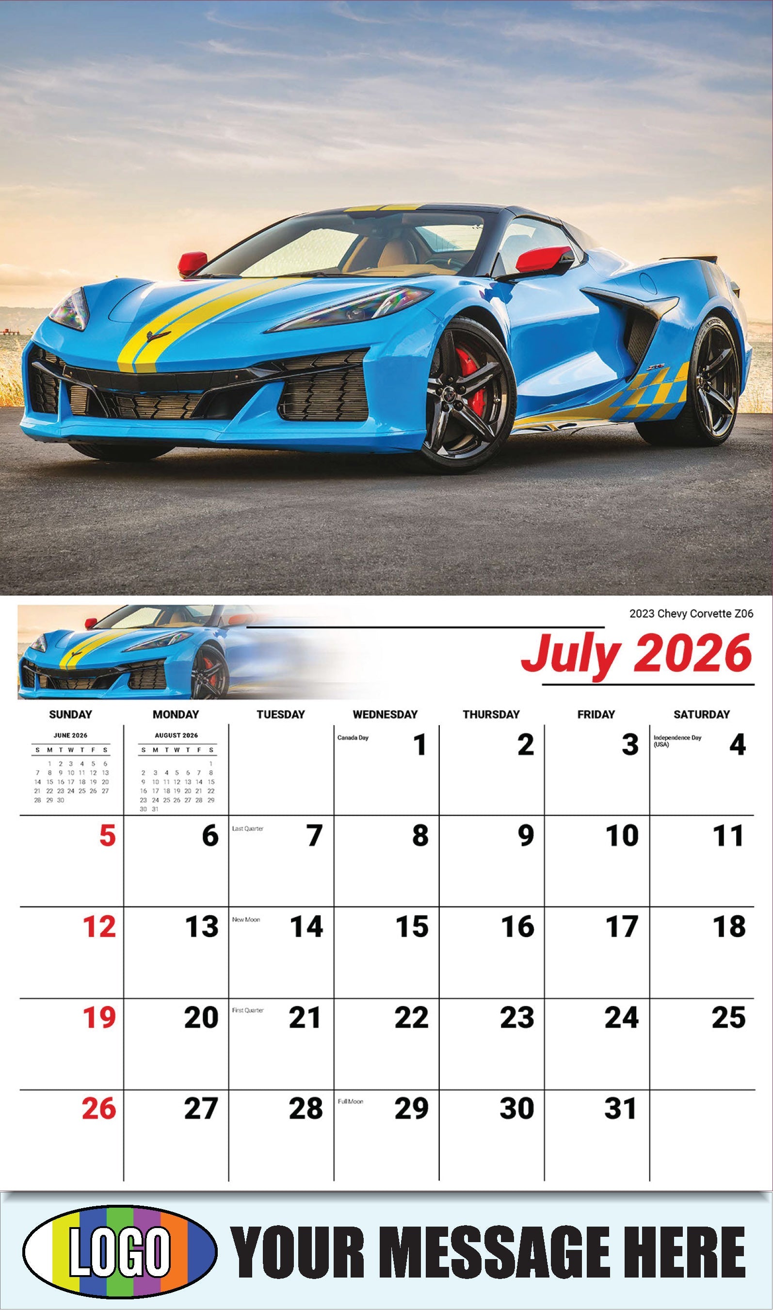 2026 Business Promo Calendar - Exotic Cars - July - 2023 Chevy Corvette Z06
