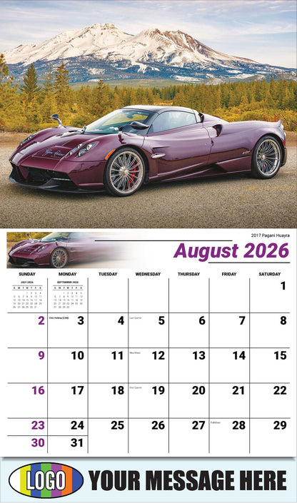 2026 Business Promo Calendar - Exotic Cars - August - 2017 Pagani Huayra