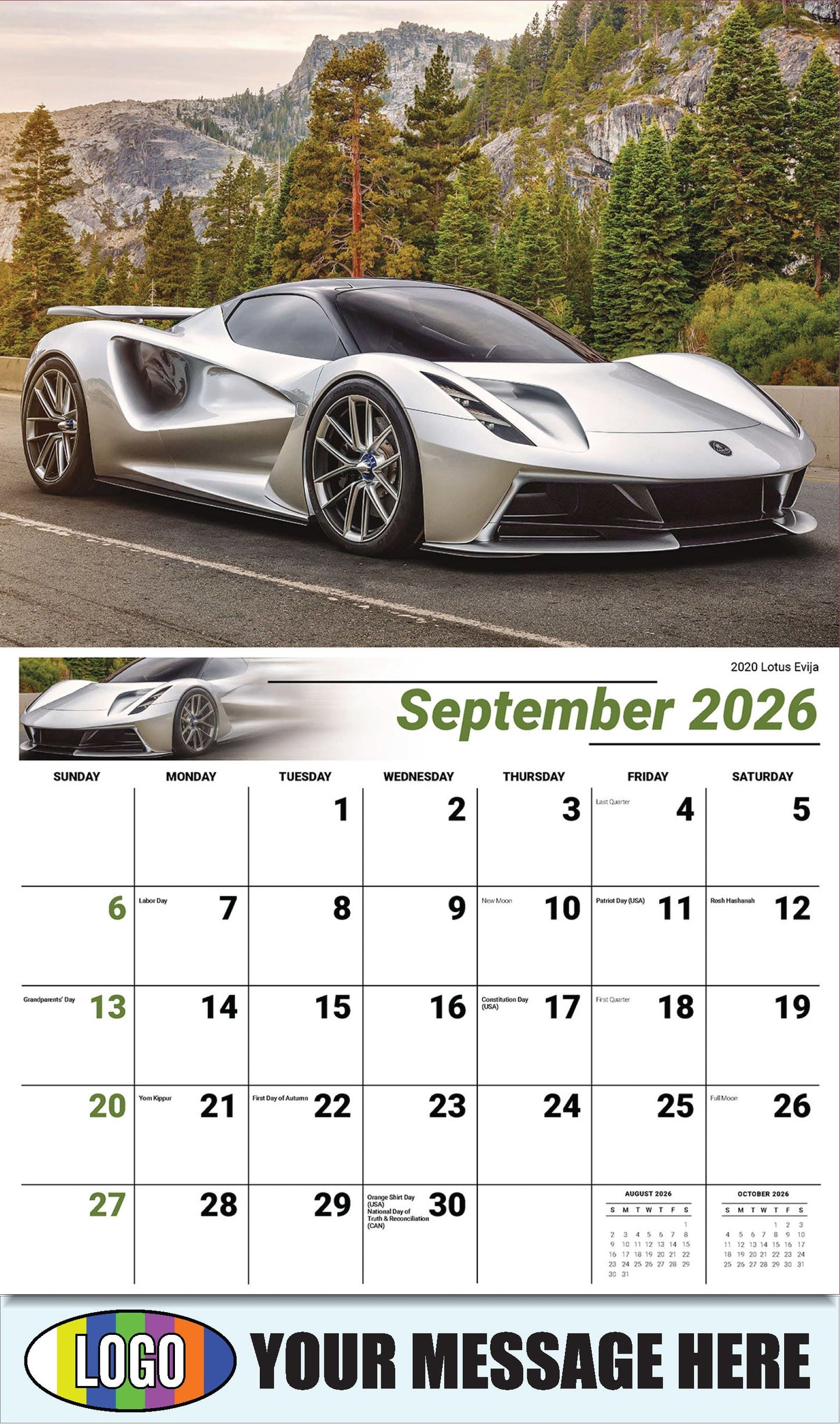 2026 Business Promo Calendar - Exotic Cars - September - 2020 Lotus Evija