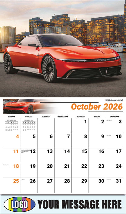 2026 Business Promotion Calendar - Exotic Cars - October - 2024 DeLorean Alpha5