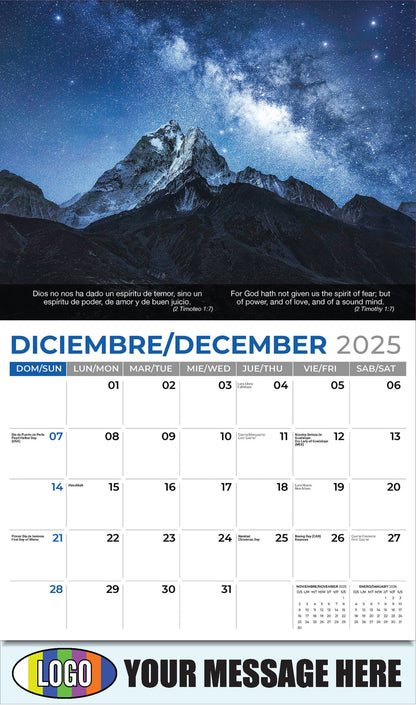 2026 Business Promotional Calendar - Faith Passages Bilingual - December_a - 2 Timoteo 1:7