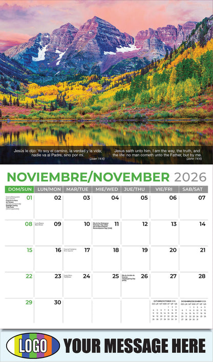 2026 Business Promotion Calendar - Faith Passages Bilingual - November - (Juan 14:6)