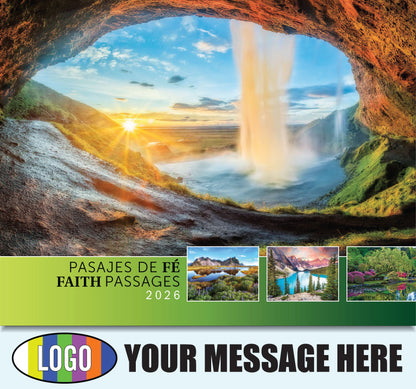2026 Business Promo Calendar - Faith Passages Bilingual - Printed with your Logo, Name and message