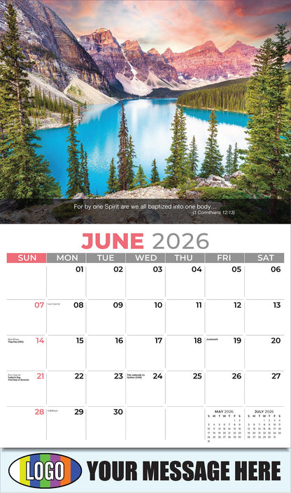 2026 Business Advertising Calendar - Faith Passages - June - (1 Corinthians 12:13)