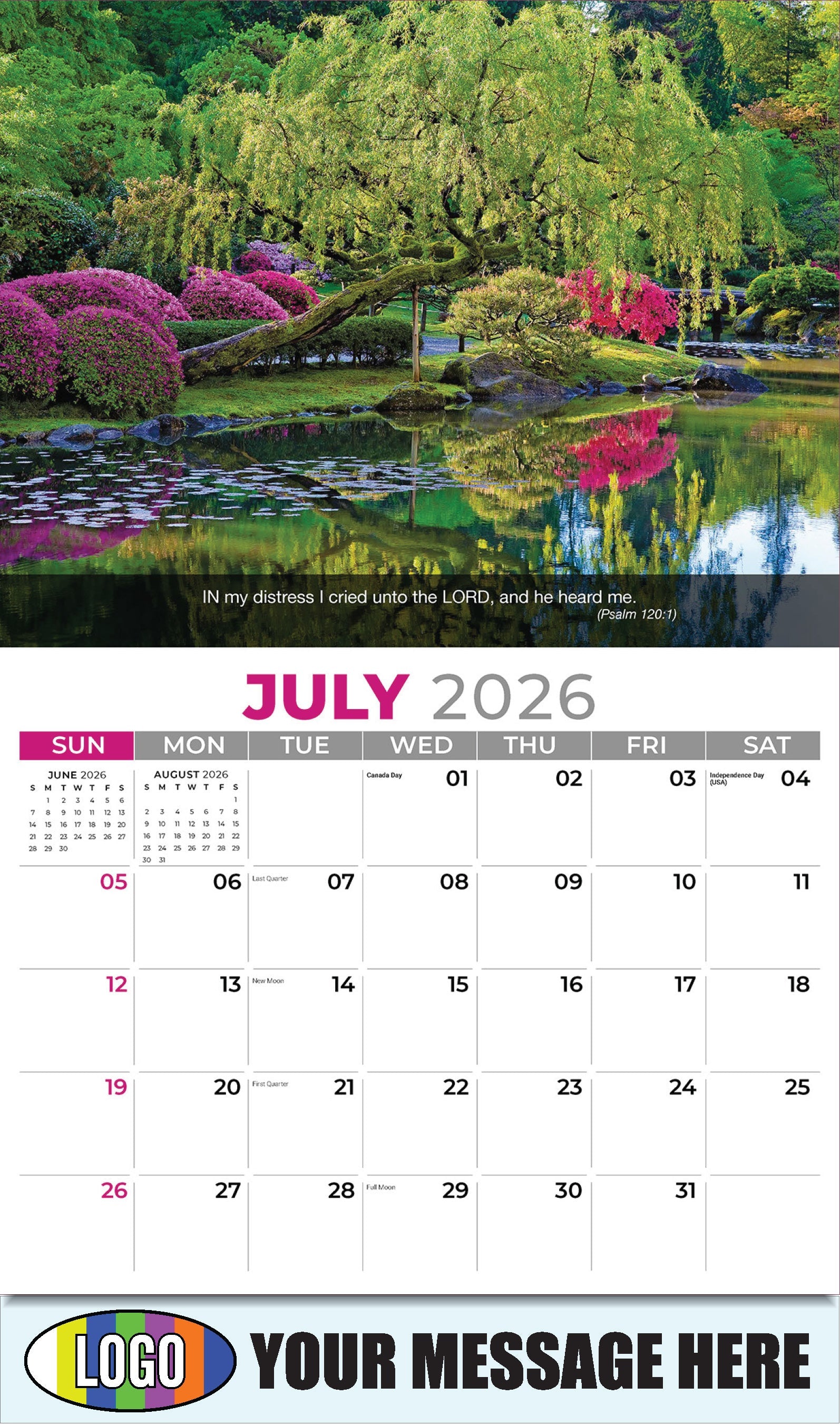 2026 Business Promo Calendar - Faith Passages - July - (Psalm 120.1)