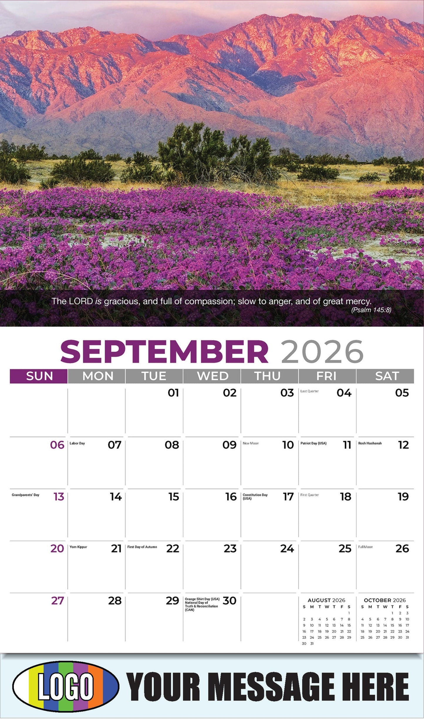 2026 Business Promo Calendar - Faith Passages - September - (Psalm 145:8)