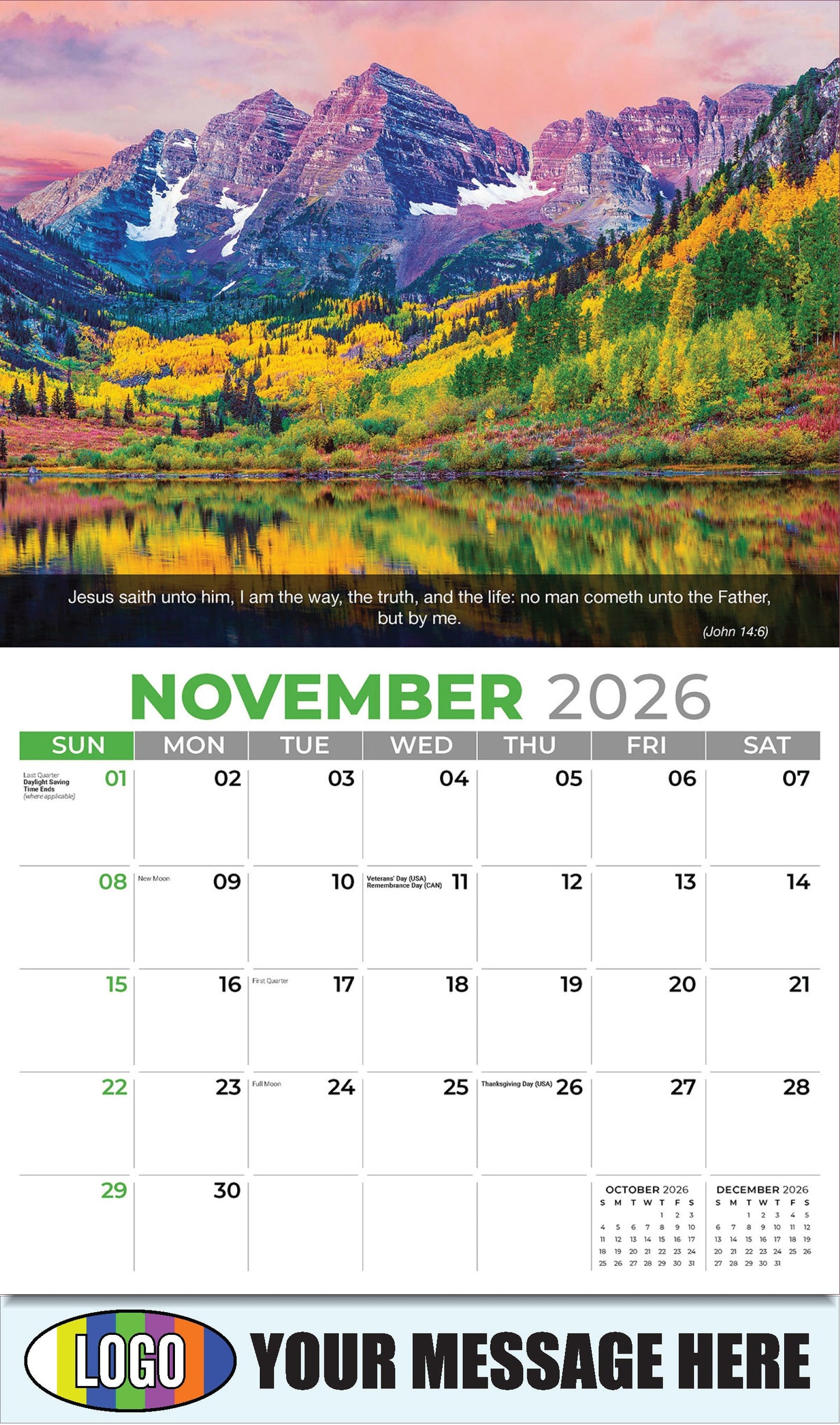 2026 Business Promotion Calendar - Faith Passages - November - (John 14:6)