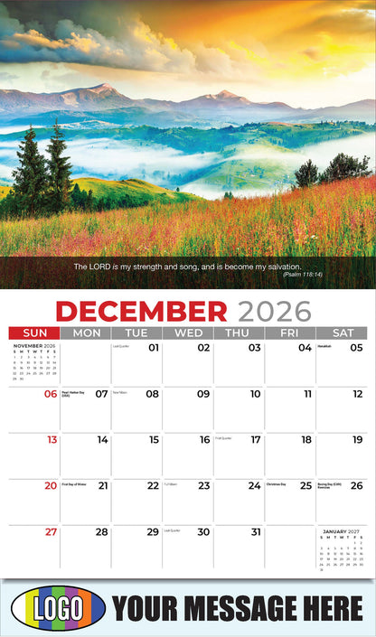 2026 Business Promotion Calendar - Faith Passages - December - (Psalm 118:14)