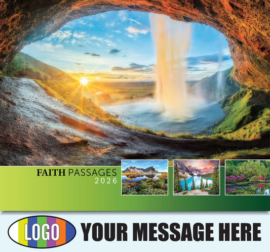 2026 Business Advertising Calendar - Faith Passages - Printed with your Logo, Name and message