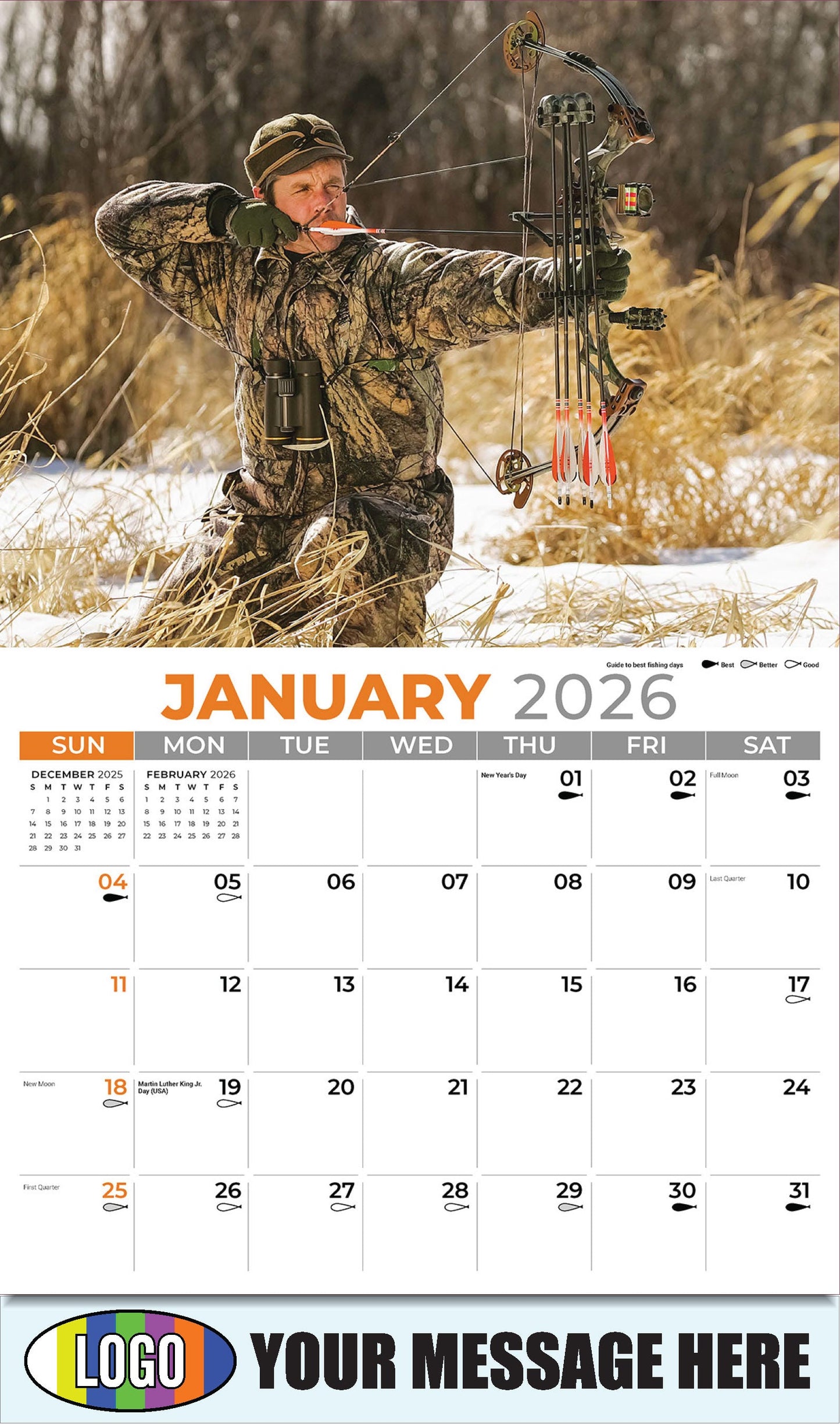 2026 Business Promotional Calendar - Fishing and Hunting - January