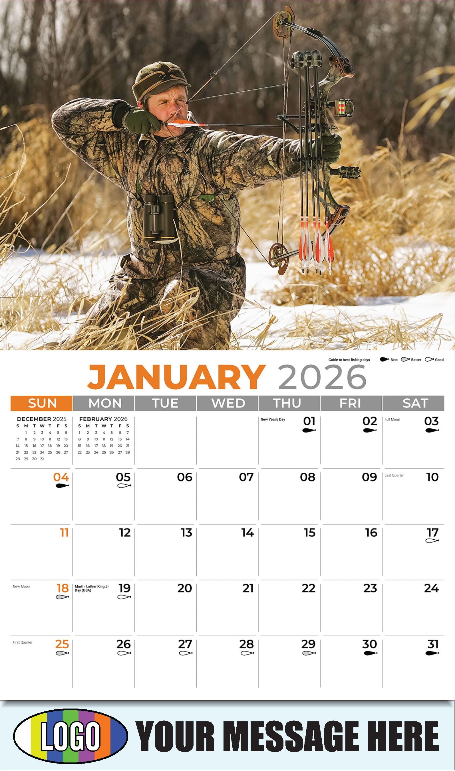 2026 Business Promotional Calendar - Fishing and Hunting - January