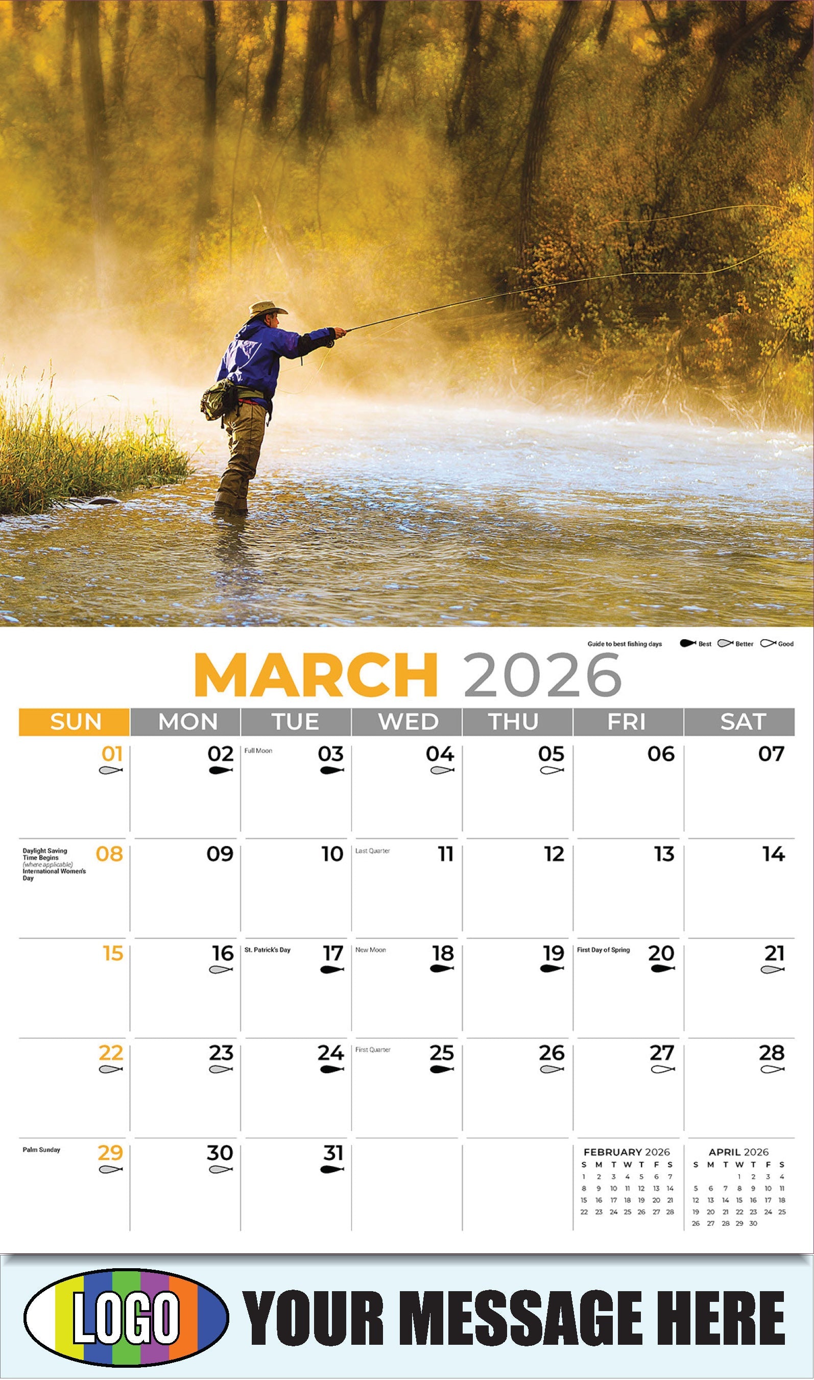 2026 Business Promotional Calendar - Fishing and Hunting - March