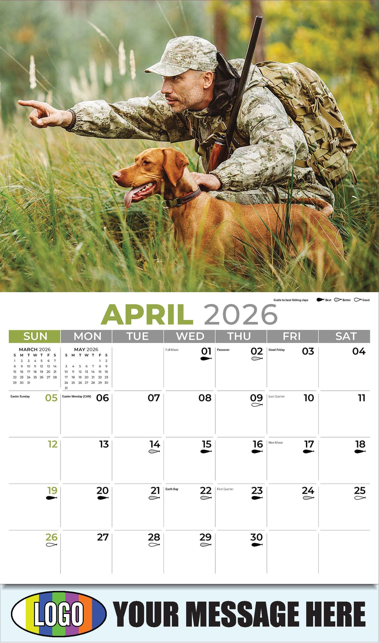 2026 Business Advertising Calendar - Fishing and Hunting - April