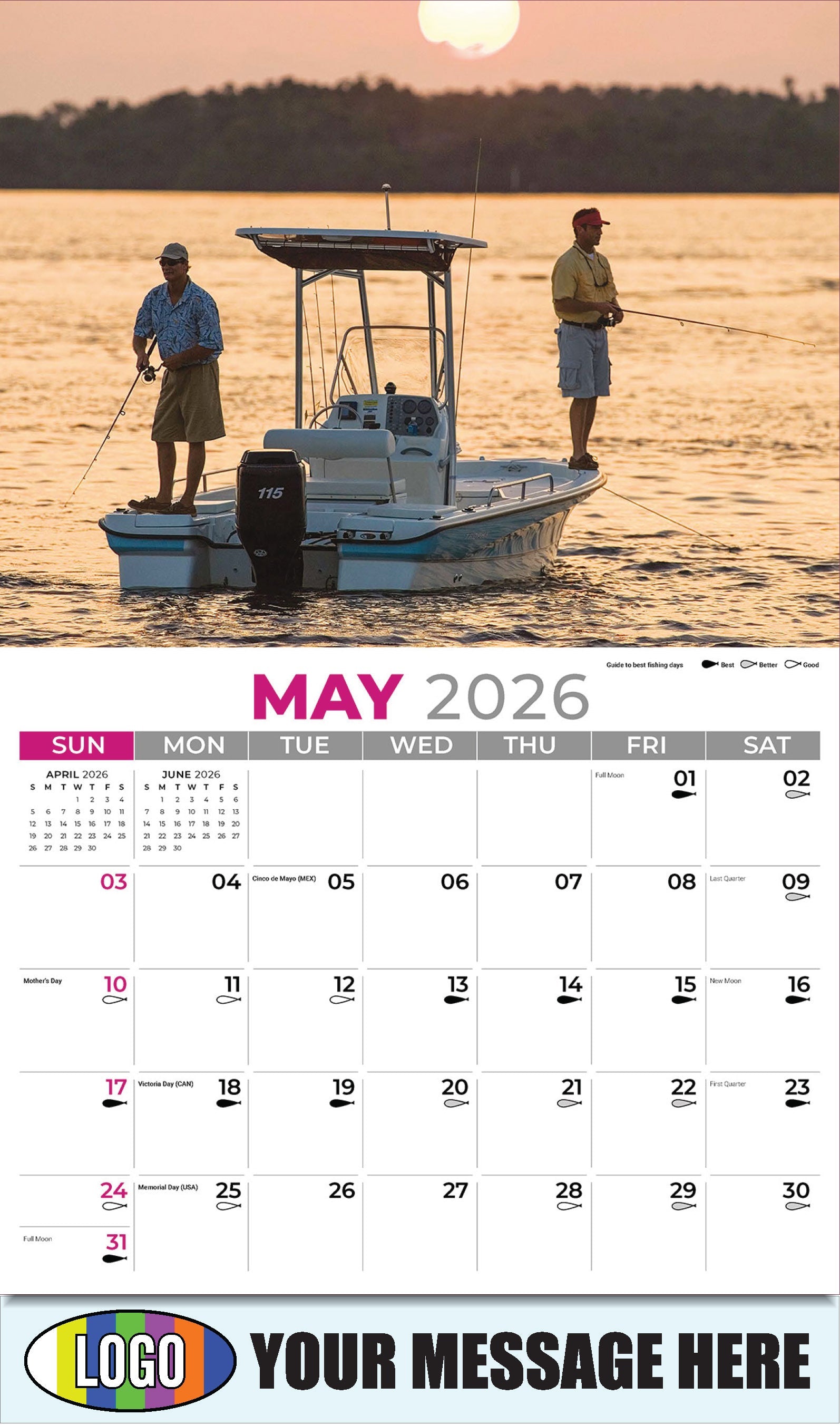 2026 Business Advertising Calendar - Fishing and Hunting - May