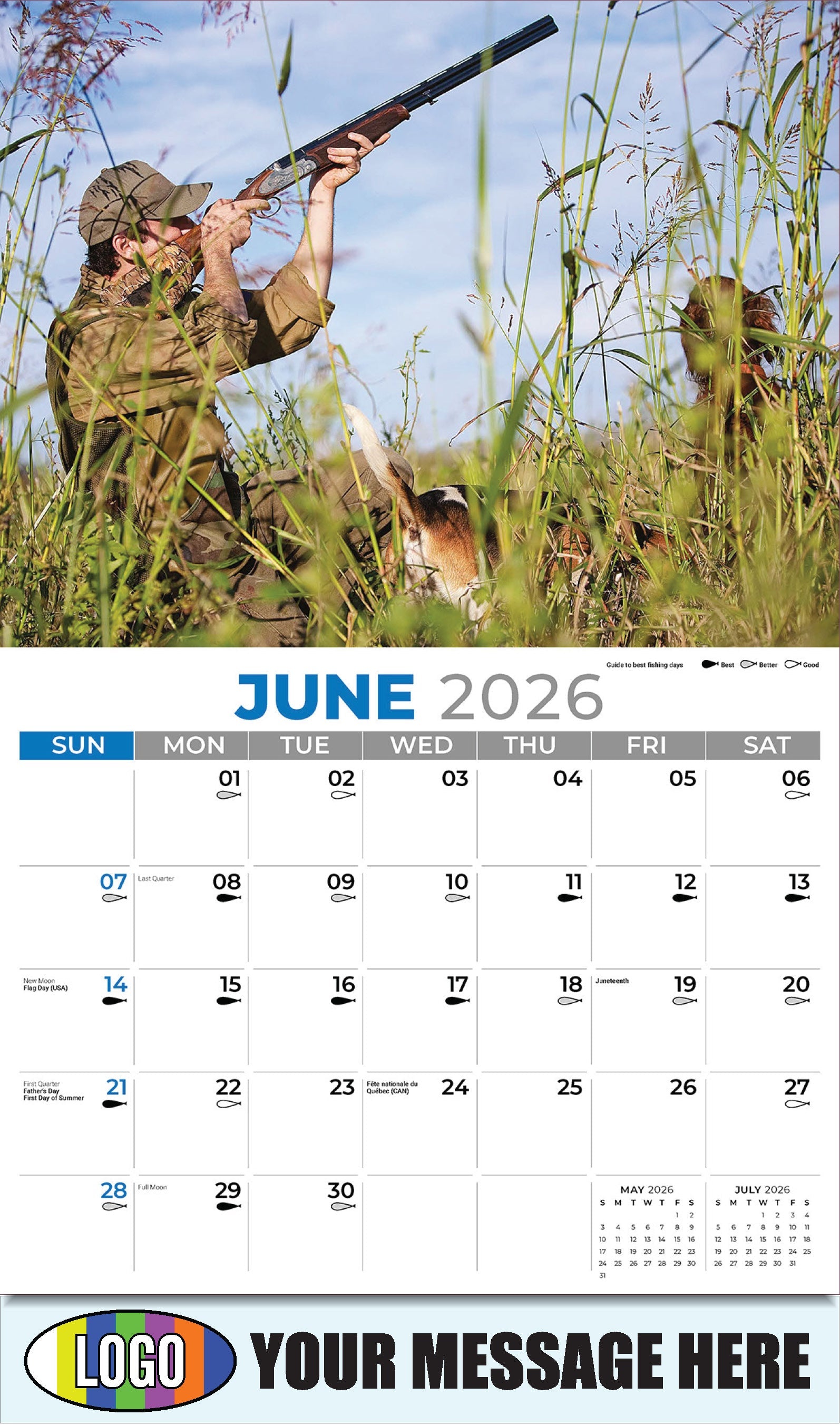 2026 Business Advertising Calendar - Fishing and Hunting - June