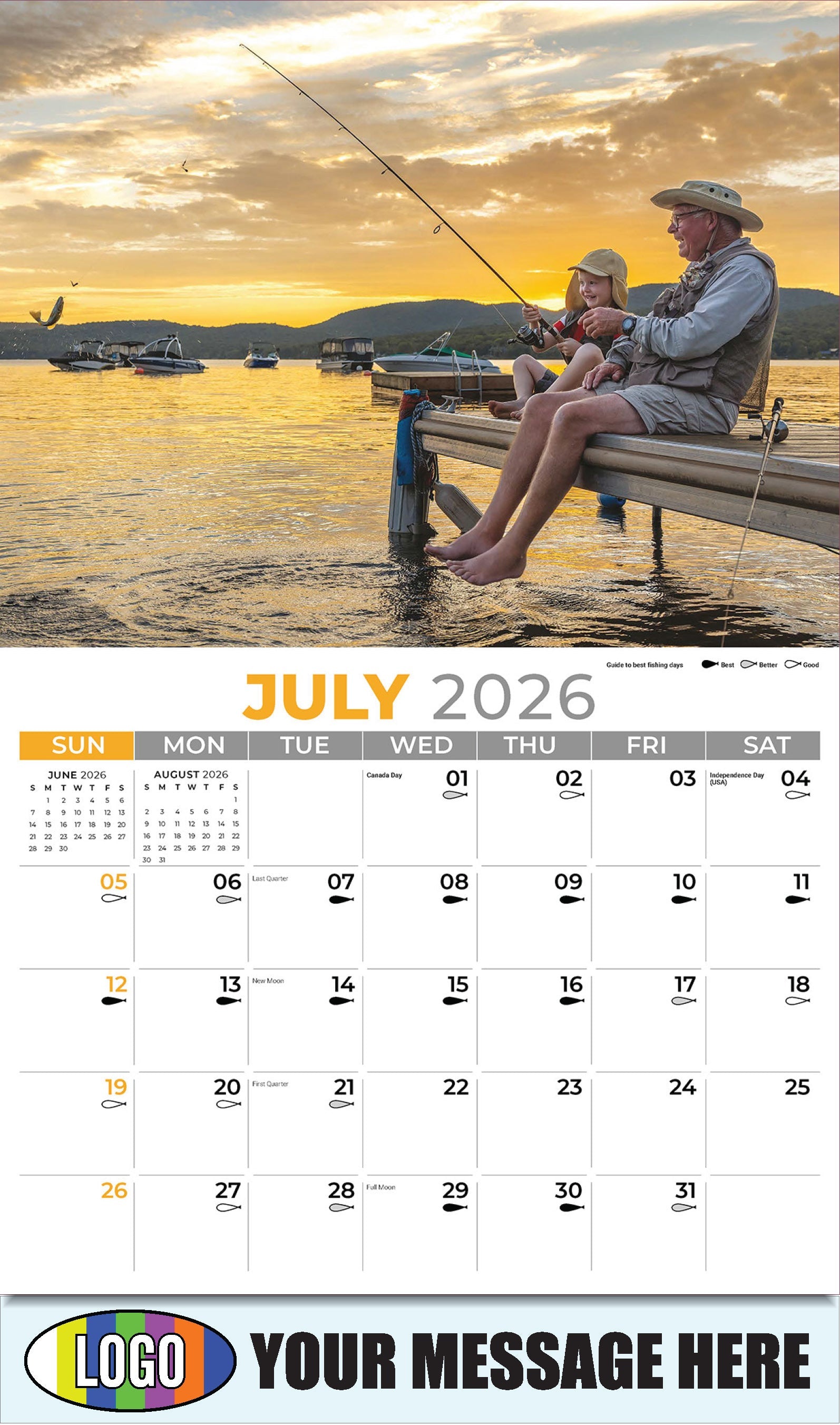 2026 Business Promo Calendar - Fishing and Hunting - July