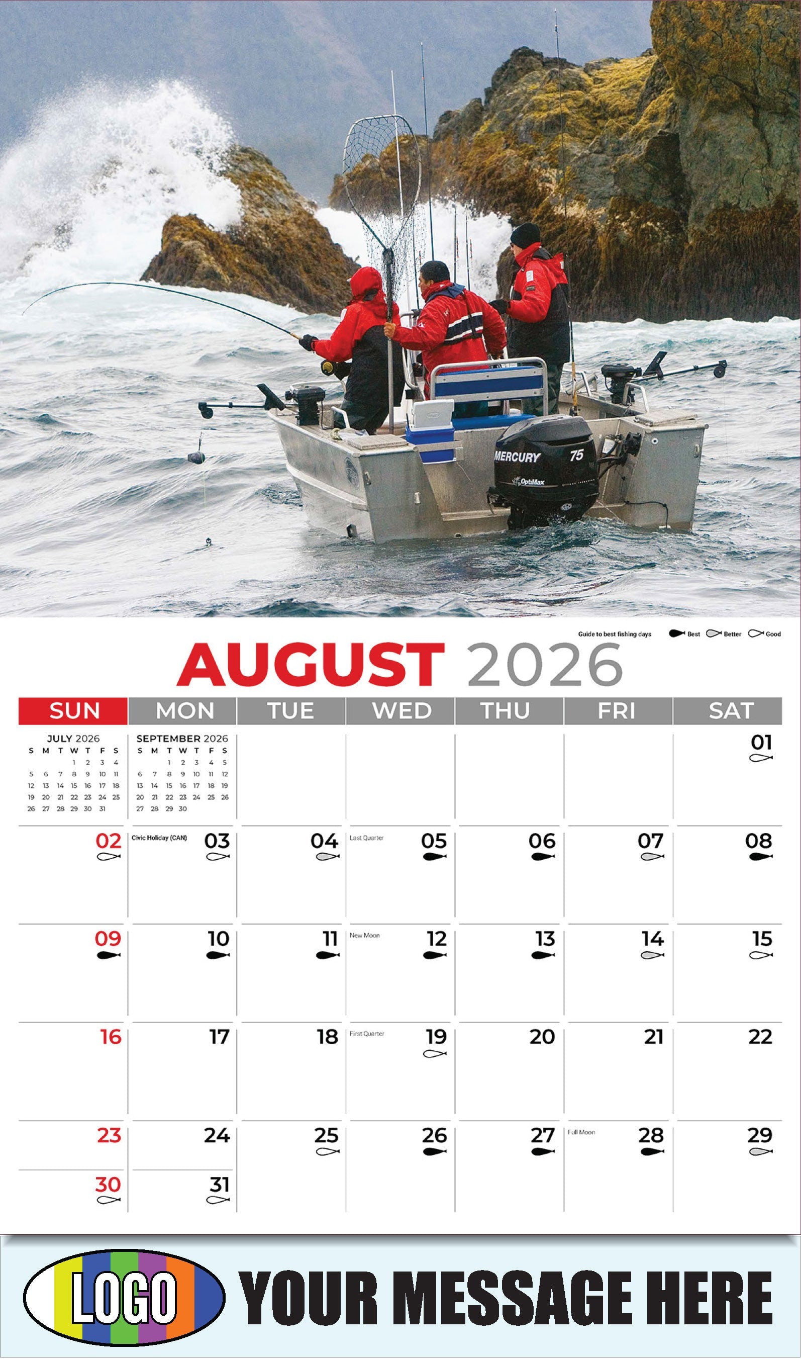 2026 Business Promo Calendar - Fishing and Hunting - August