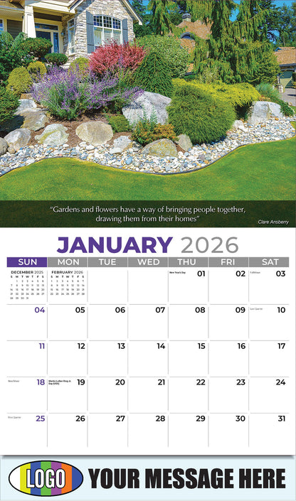 2026 Business Promotional Calendar - Flowers and Gardens - January
