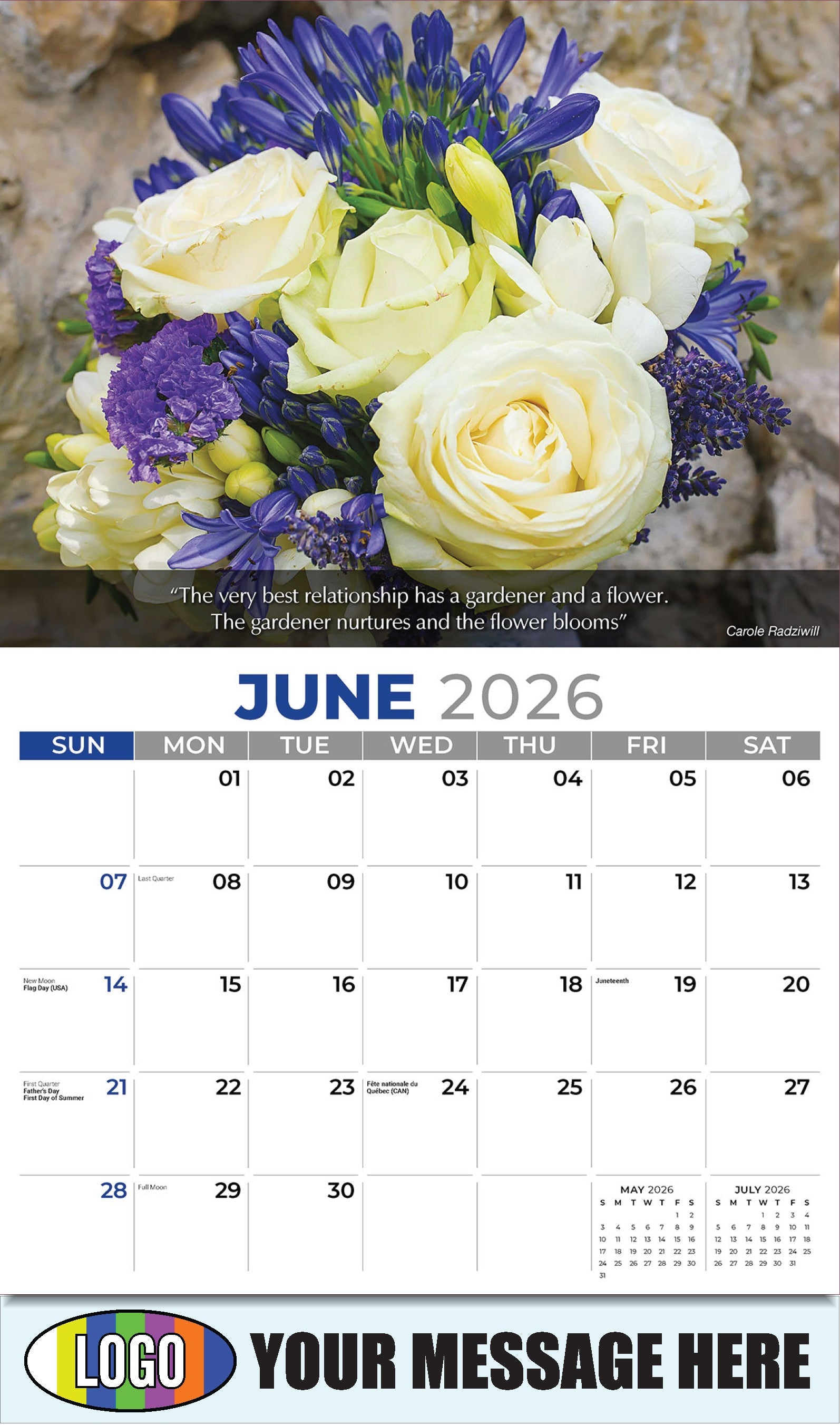2026 Business Advertising Calendar - Flowers and Gardens - June