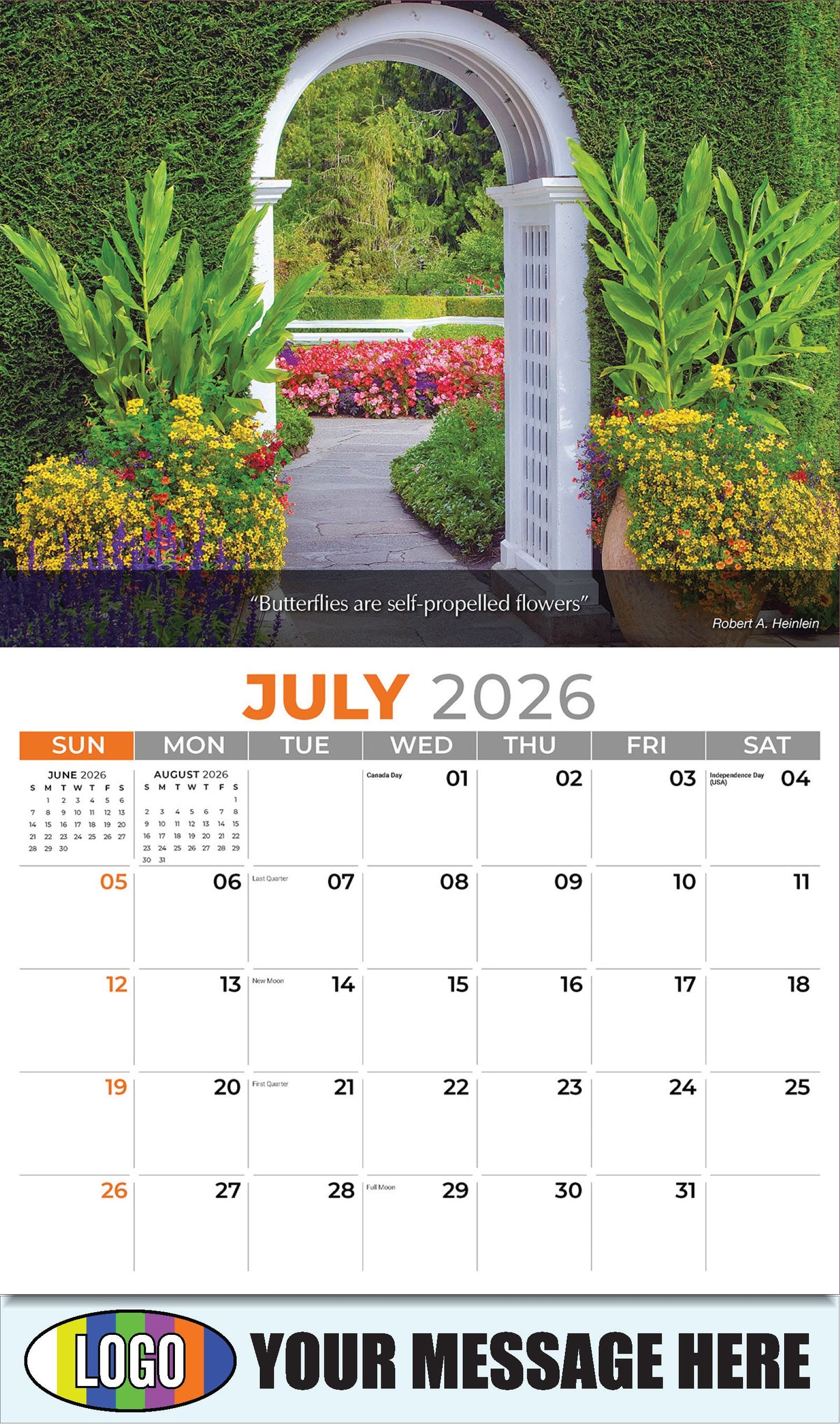 2026 Business Promo Calendar - Flowers and Gardens - July