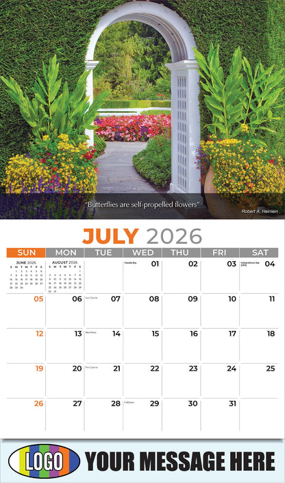 2026 Business Promo Calendar - Flowers and Gardens - July