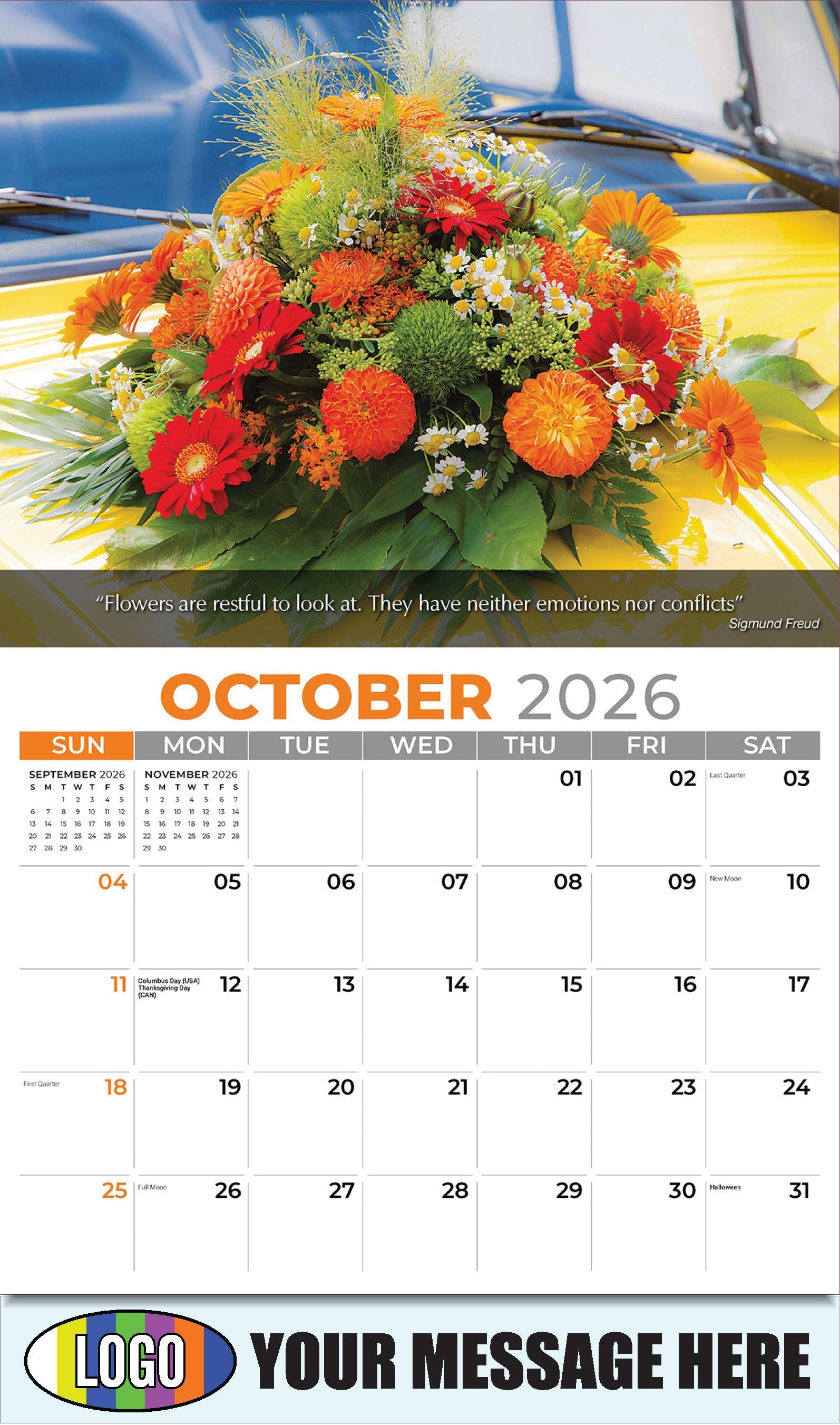 2026 Business Promotion Calendar - Flowers and Gardens - October