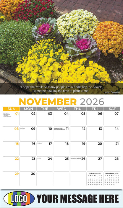 2026 Business Promotion Calendar - Flowers and Gardens - November