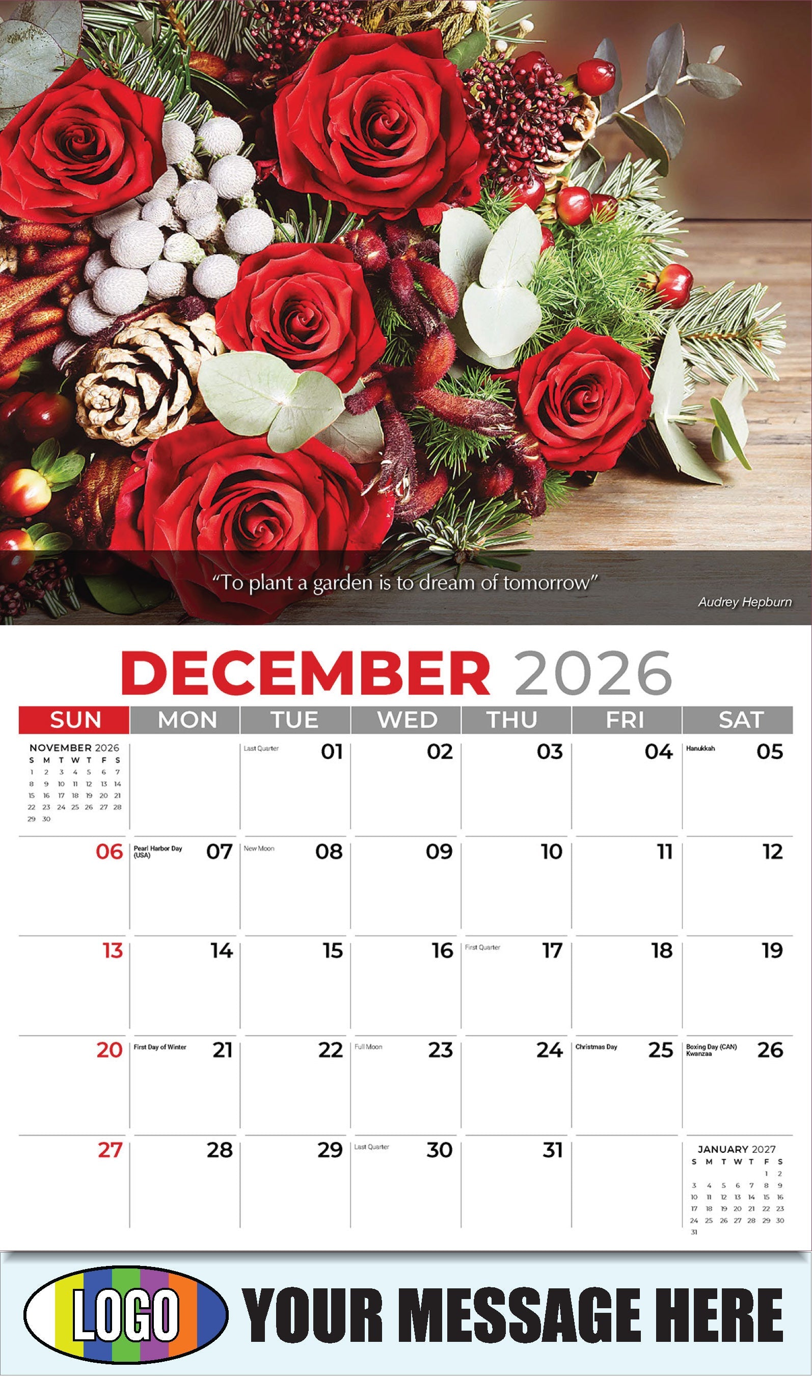 2026 Business Promotion Calendar - Flowers and Gardens - December