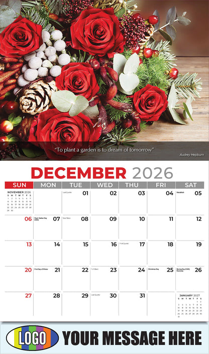 2026 Business Promotion Calendar - Flowers and Gardens - December