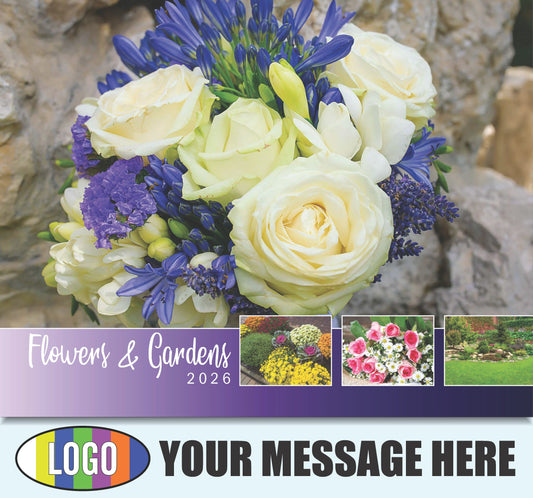 2026 Business Promotional Calendar - Flowers and Gardens - Printed with your Logo, Name and message