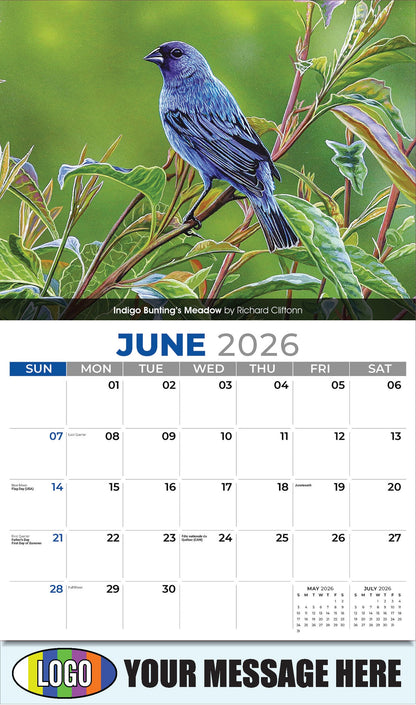 2026 Business Advertising Calendar - Garden Birds - Indigo Bunting's Meadow by Richard Cliftonn - June