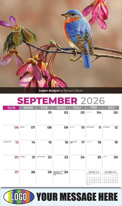 2026 Business Promo Calendar - Garden Birds - Eastern Bluebird by Richard Cliftonn - September