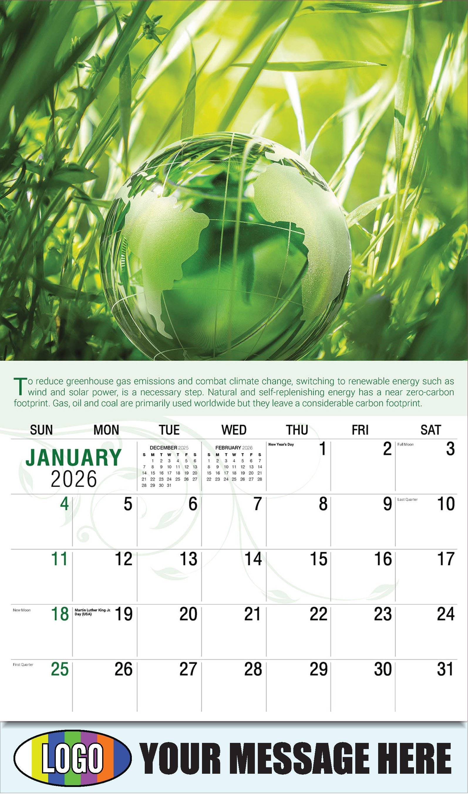 2026 Business Promotional Calendar - Go Green - January