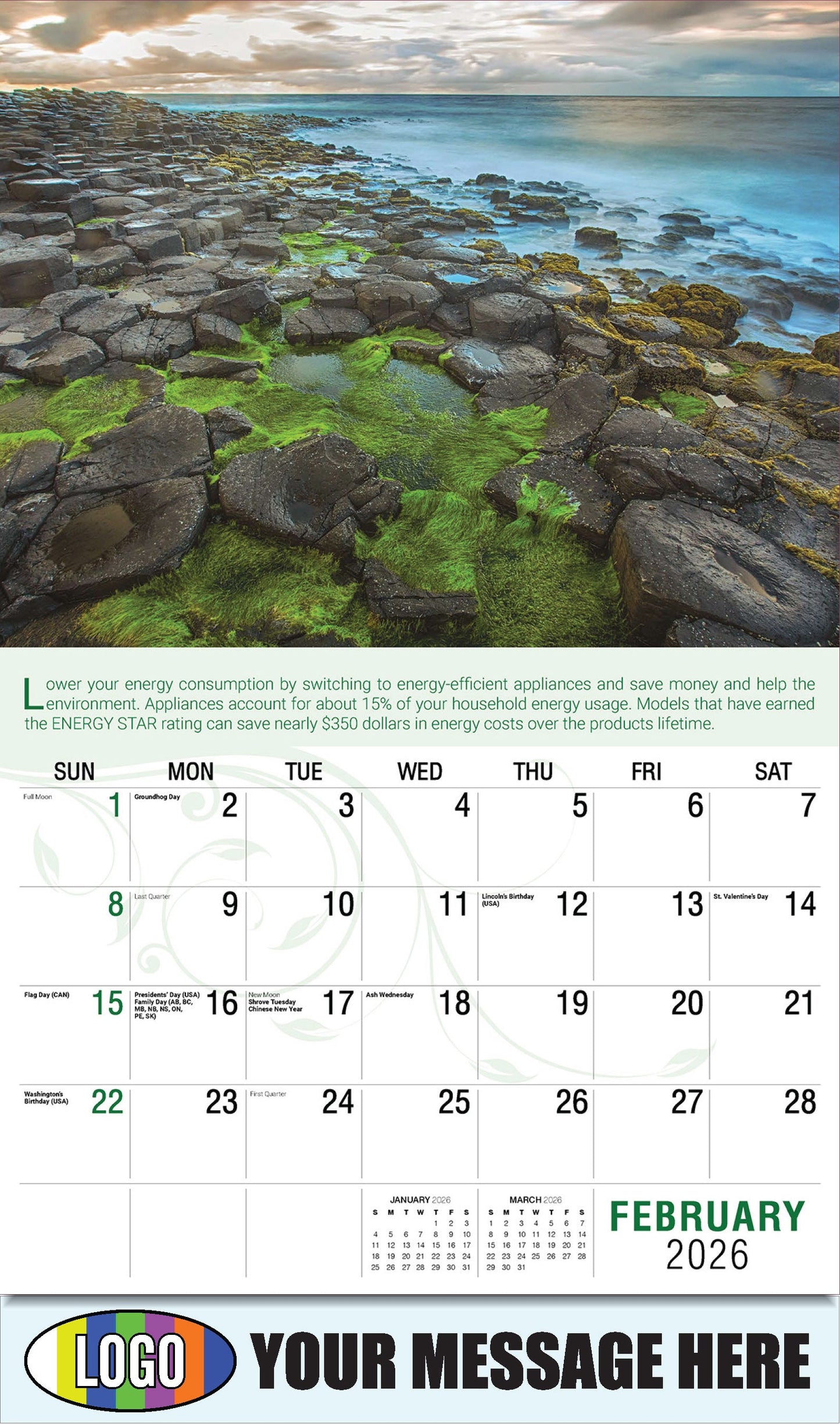 2026 Business Promotional Calendar - Go Green - February