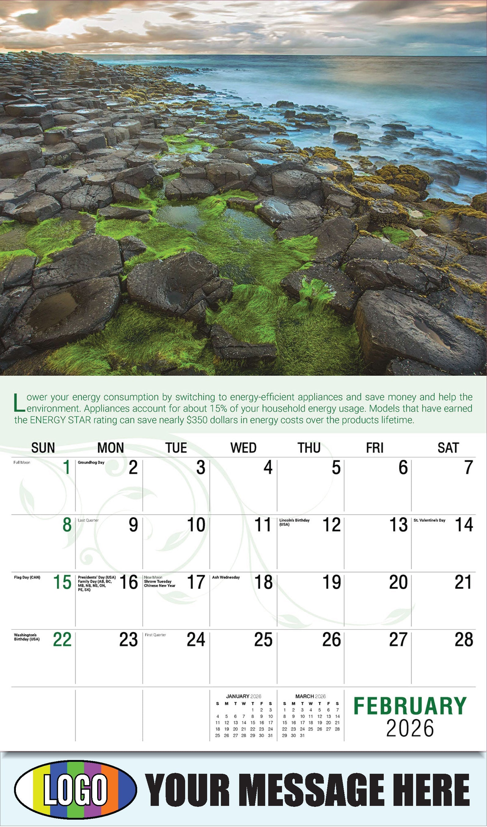 2026 Business Promotional Calendar - Go Green - February